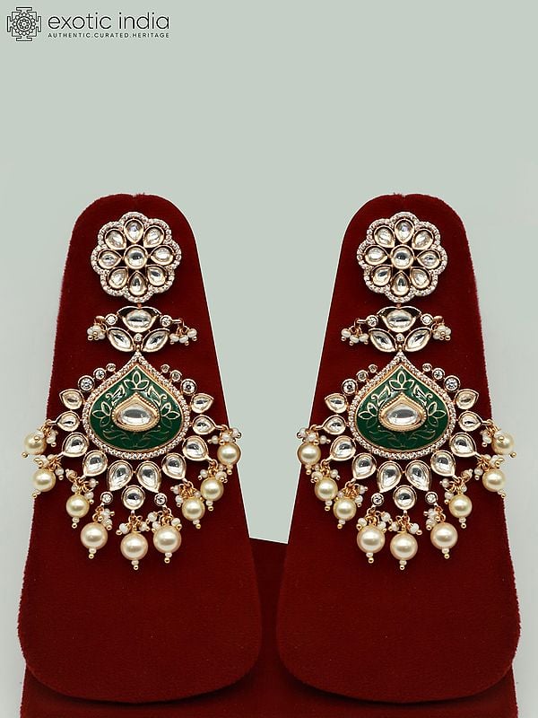 Exotic India Meenakari Design Jewelry Set With Stunning Kundan And Beads