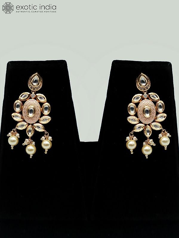 Exotic India Meenakari Light Necklace Set With Stunning Kundan And Earrings