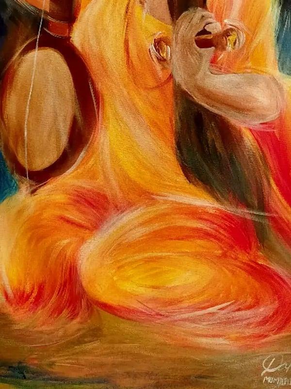 Exotic India Meera Playing Ektara | Acrylic On Canvas | By Damini Sargam 