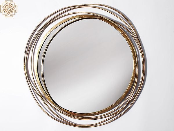 Exotic India Metal Banded Wall Hanging Mirror (Set Of 3) | Iron | Home Decor