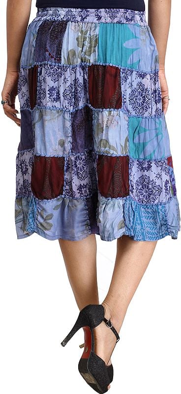 Exotic India Midi-Skirt From Gujarat With Patch Work And Dori 
