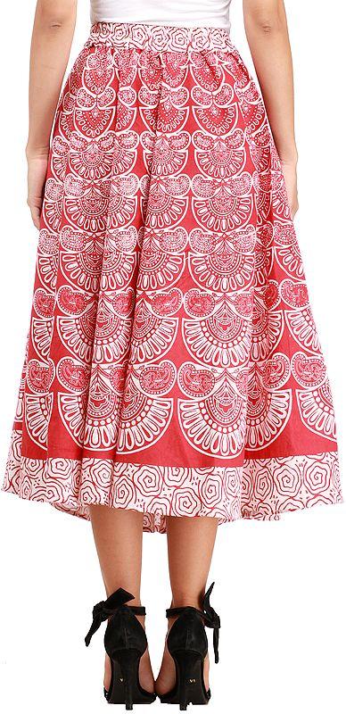 Exotic India Midi-Skirt From Pilkhuwa With Block Printed Motifs
