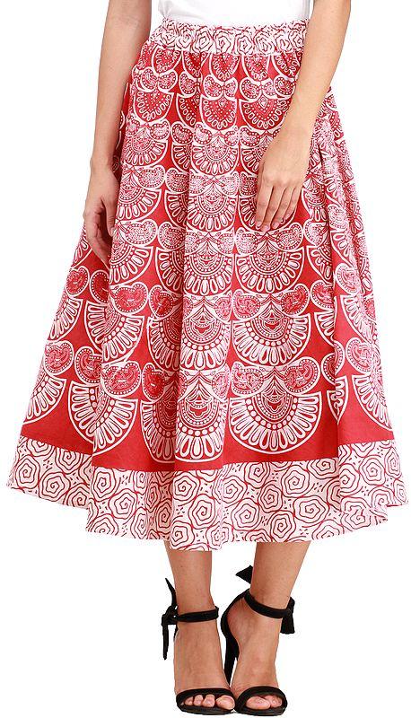 exotic india Midi-Skirt from Pilkhuwa with Block Printed Motifs