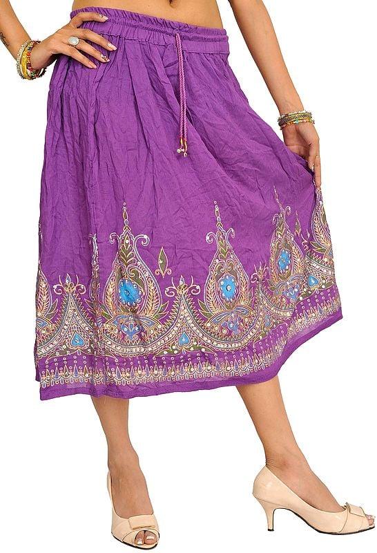 exotic india Midi-skirt with Printed Flowers Embellished with Sequins 