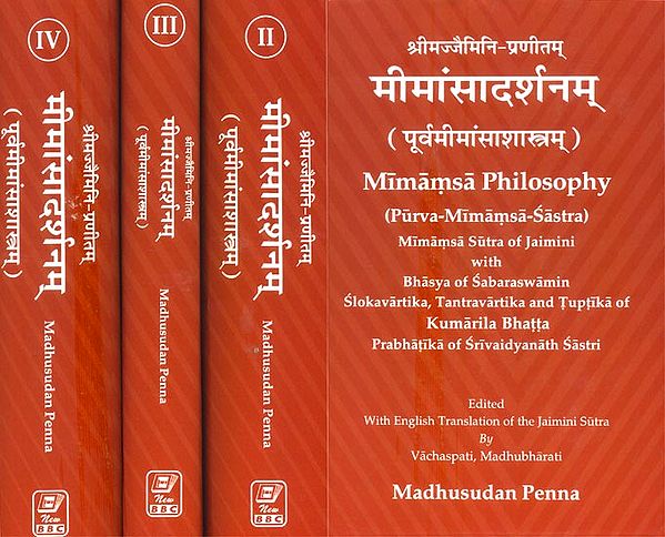 exotic india मीमांसादर्शनम्- Mimamsa Philosophy (Purva Mimamsa Sastra and Mimamsa Sutra of Jaimini with Bhasya of Sabarswamin Slokavartika in Set of 4 Volumes) Email Whatsapp Facebook Pinterest Twitte
