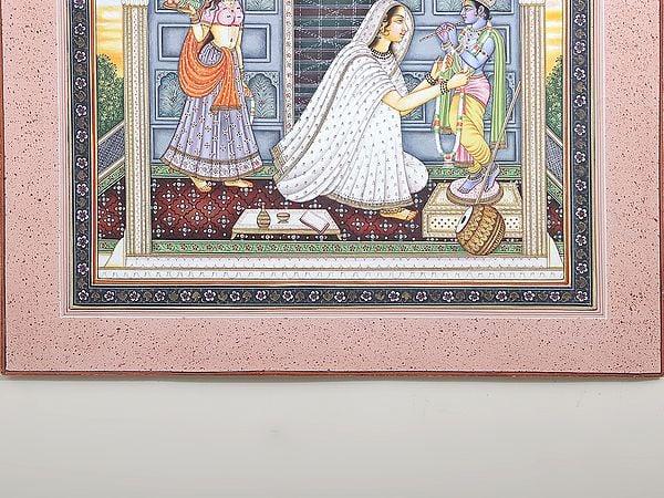Exotic India Mirabai Adorning Beloved Lord Krishna With A Garland
