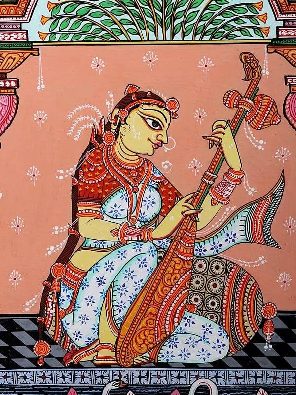 Exotic India Mirabai - Devotee Of Lord Krishna | Pattachitra Painting From Odisha