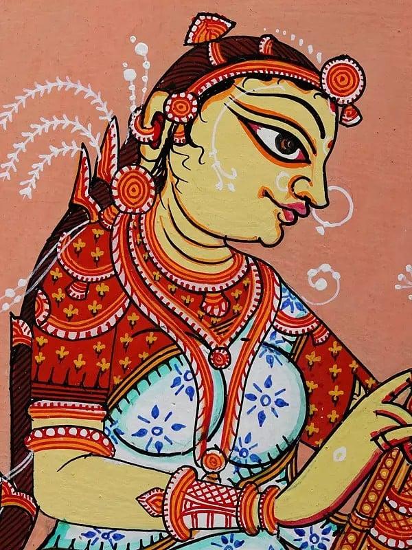 Exotic India Mirabai - Devotee Of Lord Krishna | Pattachitra Painting From Odisha