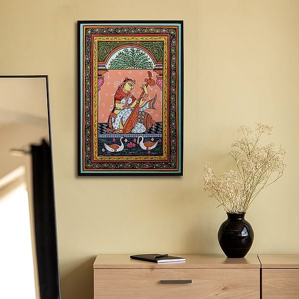 Exotic India Mirabai - Devotee Of Lord Krishna | Pattachitra Painting From Odisha