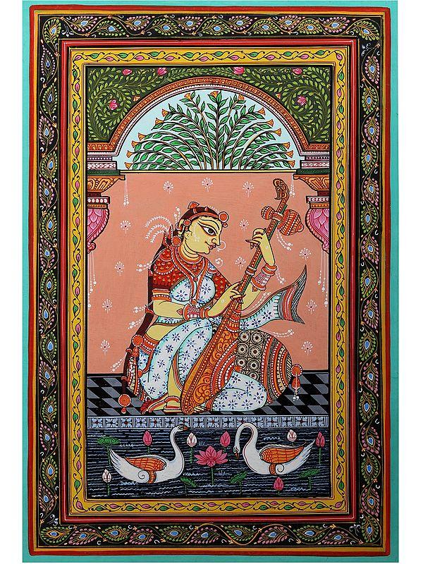 exotic india Mirabai - Devotee of Lord Krishna | Pattachitra Painting from Odisha 