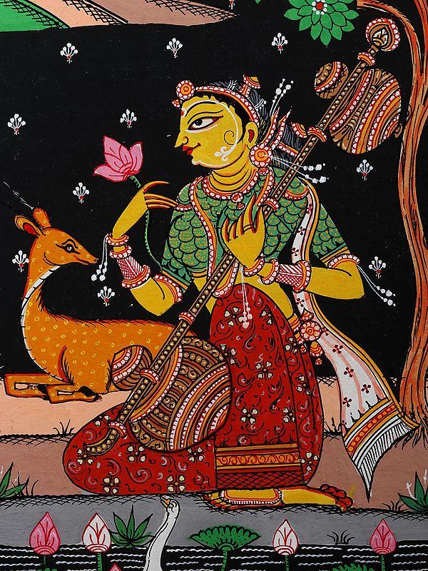 Exotic India Mirabai In Devotion Of Lord Krishna | Pattachitra Painting From Odisha 