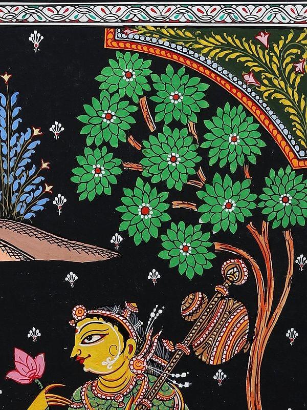 Exotic India Mirabai In Devotion Of Lord Krishna | Pattachitra Painting From Odisha 