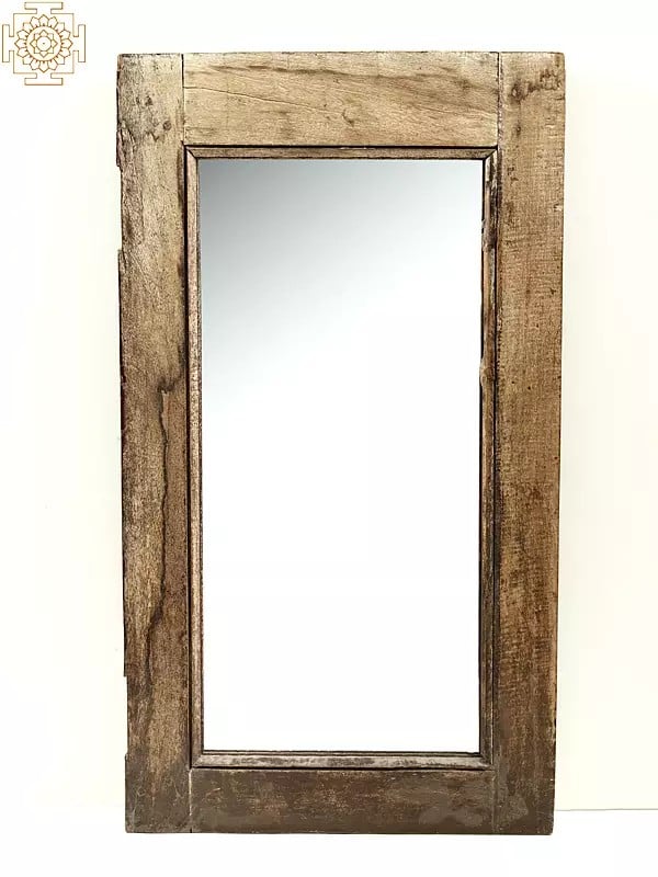 exotic india Mirror Framed in Vintage Wooden Window 