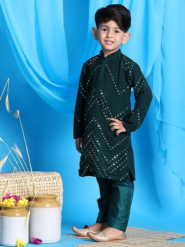 Exotic India Mirror Work Georgette Kurta And Viscose Pajama 
