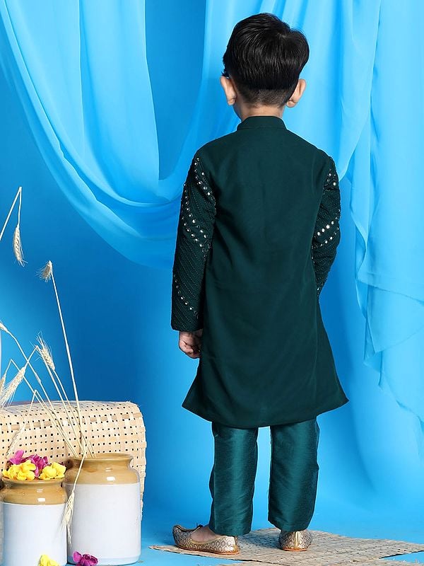 Exotic India Mirror Work Georgette Kurta And Viscose Pajama 