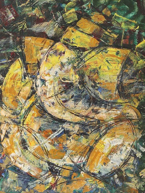 Exotic India Modern Art Lord Ganesha | Framed Oil Painting 