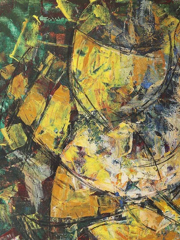 Exotic India Modern Art Lord Ganesha | Framed Oil Painting 