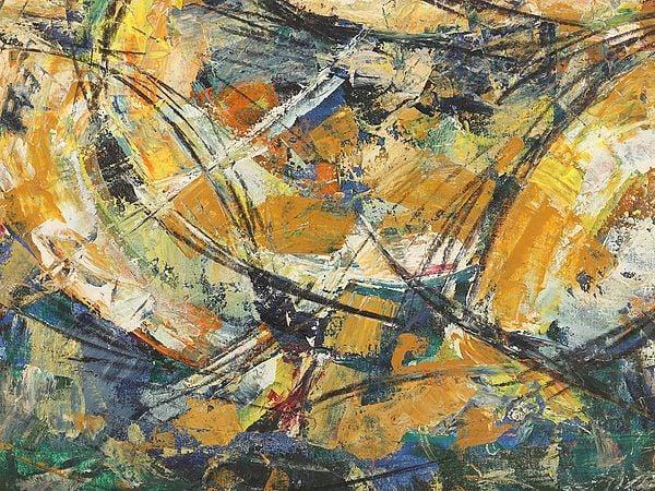 Exotic India Modern Art Lord Ganesha | Framed Oil Painting 