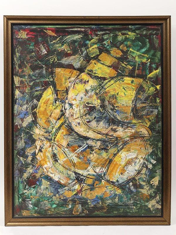 exotic india Modern Art Lord Ganesha | Framed Oil Painting 