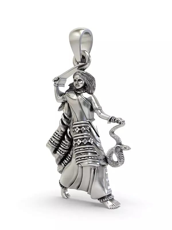 Exotic India Mogal Maa Sterling Silver Pendant (Rare Goddess Of India)