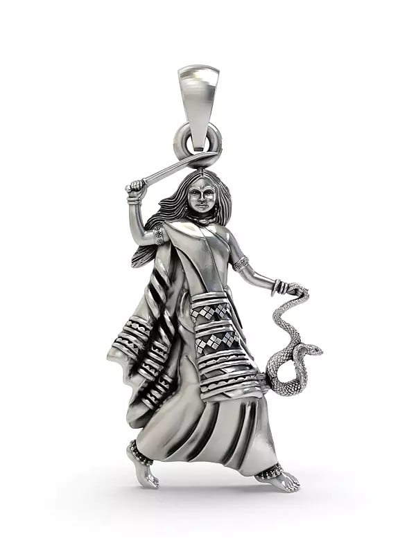exotic india Mogal Maa Sterling Silver Pendant (Rare Goddess of India) 