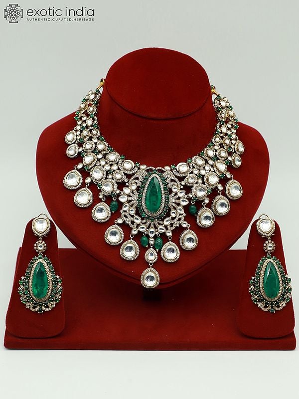 exotic india Moissanite Necklace Set With Beautiful Earrings For Women