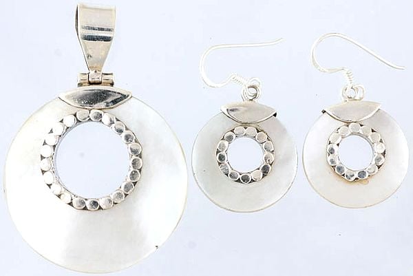 exotic india MOP Pendant with Earrings Set | Sterling Silver Jewellery 
