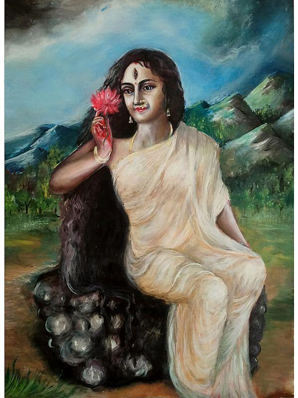 exotic india Mother Goddess Parvati | Acrylic On Paper | By Ankit Bagde 