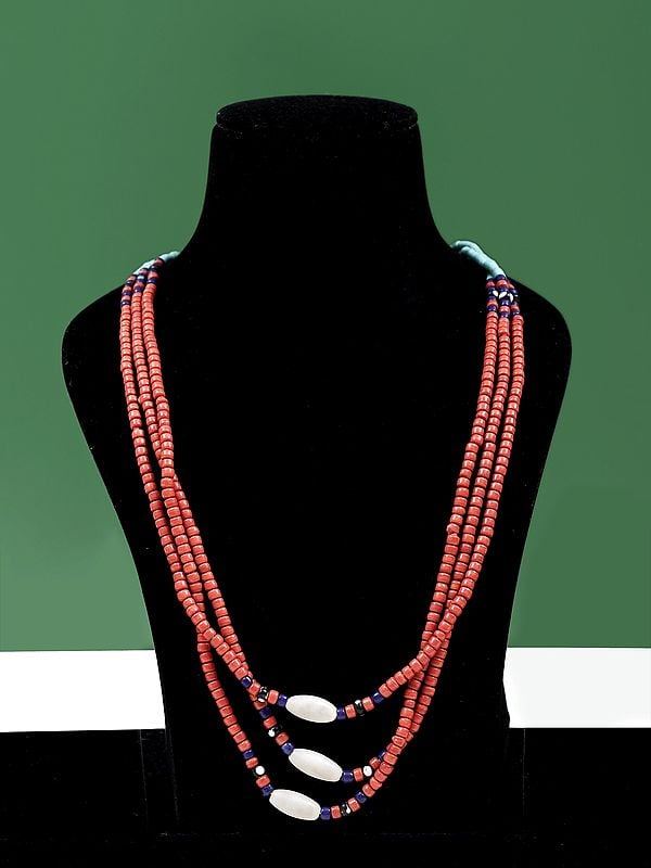exotic india Multi-Layered Beaded Long Naga Necklace