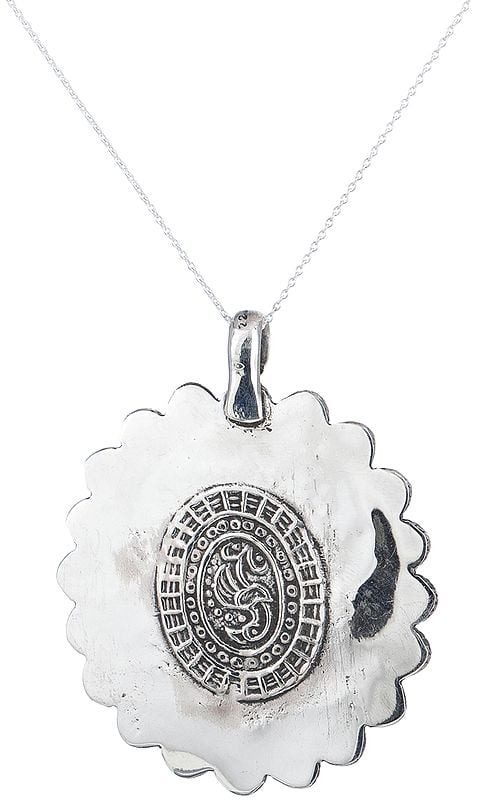 Exotic India Multi-Stone Sterling Silver Pendant With Gemstones From Nepal 