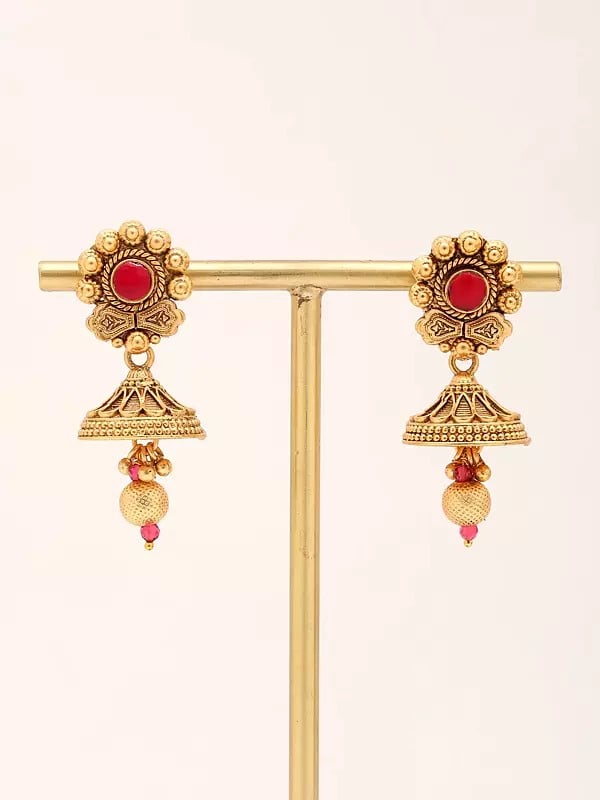 Exotic India Multi Strand Floral Design Long Necklace & Earrings Set 