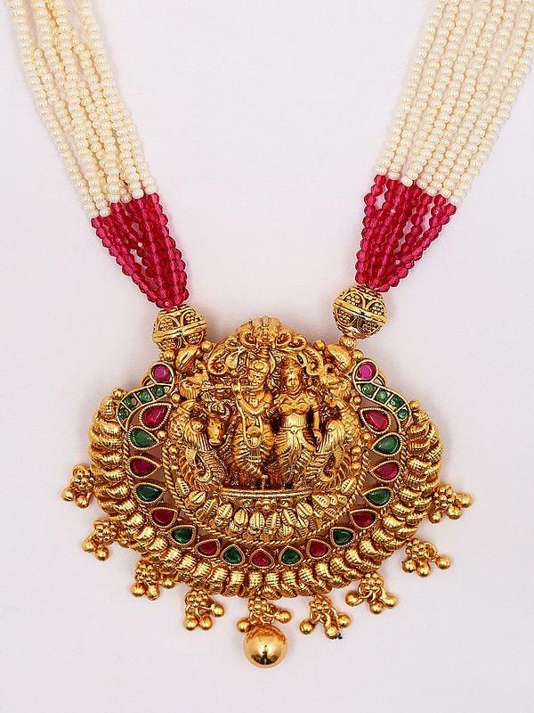 Exotic India Multi Strand Radha Krishna Necklace And Earrings Set 