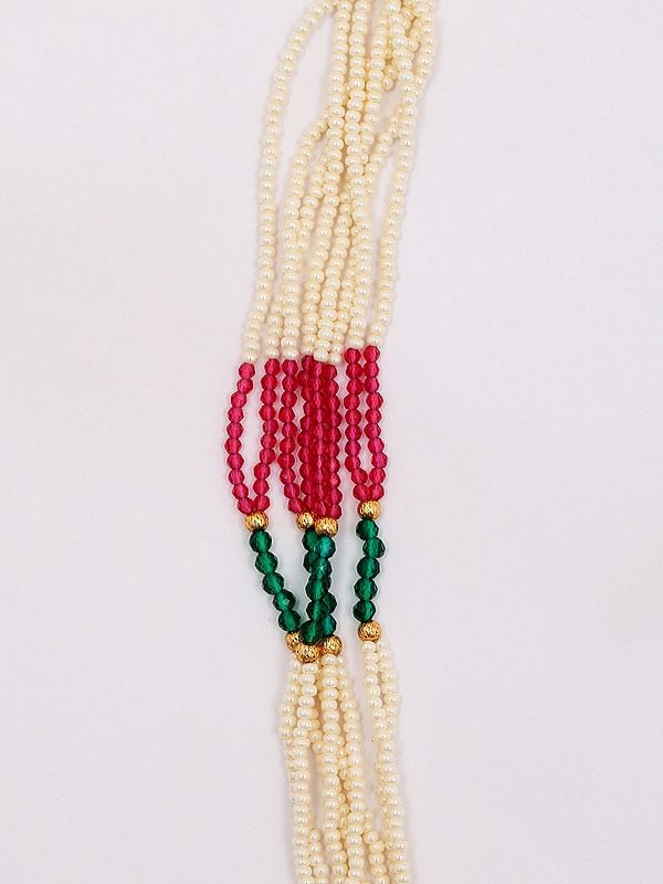 Exotic India Multi Strand Radha Krishna Necklace And Earrings Set 