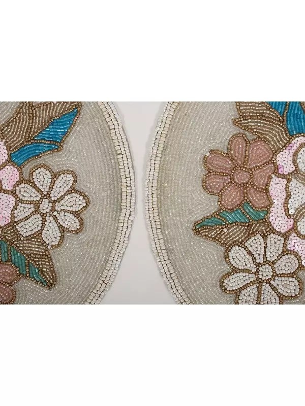 Exotic India Multicolor Floral Design Beaded Table Mat (Set Of 2)