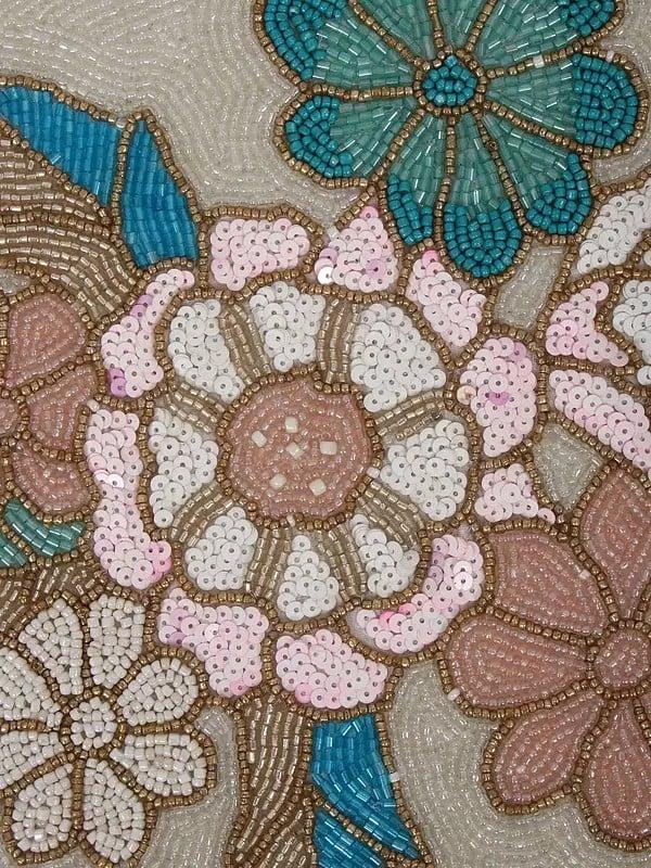 Exotic India Multicolor Floral Design Beaded Table Mat (Set Of 2)