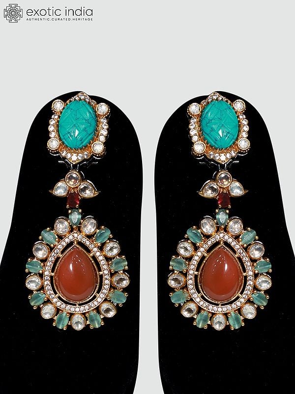 Exotic India Multicolor Floral Design Necklace Set With Earrings | Indian Fashion Jewelry