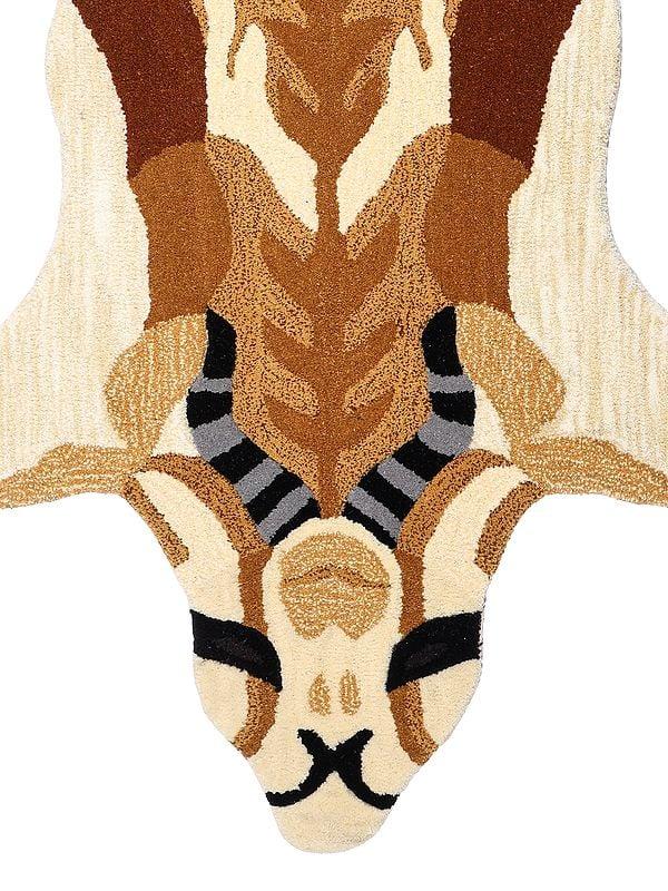 Exotic India Multicolor Hand-Tufted Impala Shaped Yogic Asana Mat From Mirzapur 