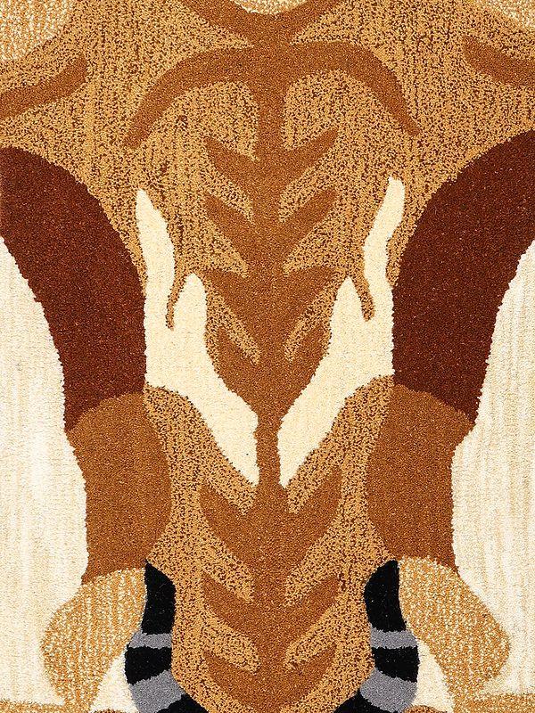 Exotic India Multicolor Hand-Tufted Impala Shaped Yogic Asana Mat From Mirzapur 