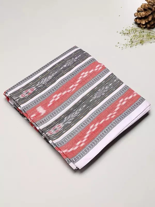 exotic india Multicolor Ikat Handloom Pure Cotton Fabric from Sambalpuri 