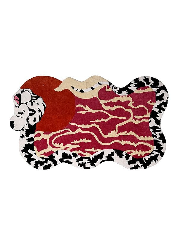 exotic india Multicolor Python Hand Tufted Yogic Asana Mat from Mirzapur 