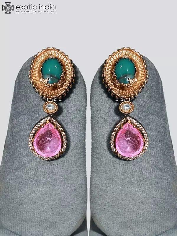 Exotic India Multicolor Stone Studded Embellished Necklace Set With Earrings