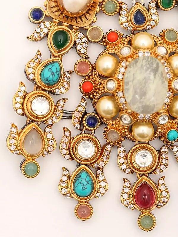 Exotic India Multicolor Stone Studded Prajna Jhoomar (Passa)