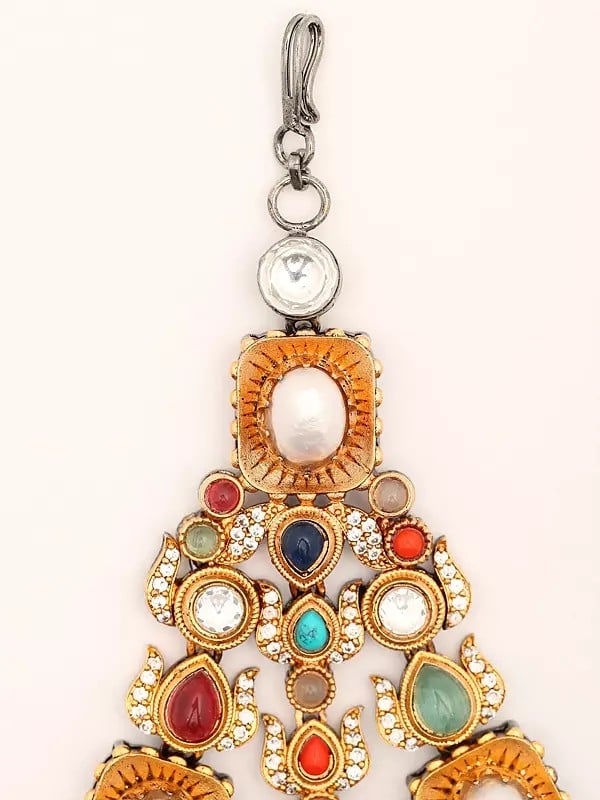 Exotic India Multicolor Stone Studded Prajna Jhoomar (Passa)