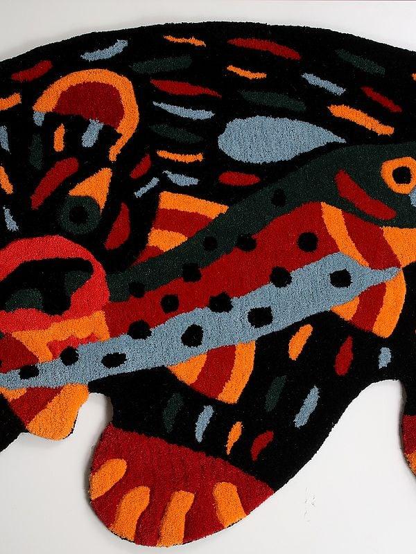 Exotic India Multicolored Polar Bear Hand-tufted Skin Shape Wool Rug Area Rug 