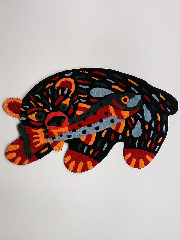 exotic india Multicolored Polar Bear Hand-tufted Skin Shape Wool Rug Area Rug 