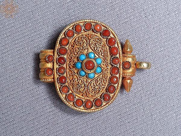 Exotic India Multiple Stone Ghau Silver Pendant And Gold Plated 