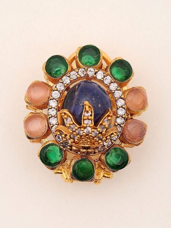 Exotic India Multistone Studded Floral Design Earrings
