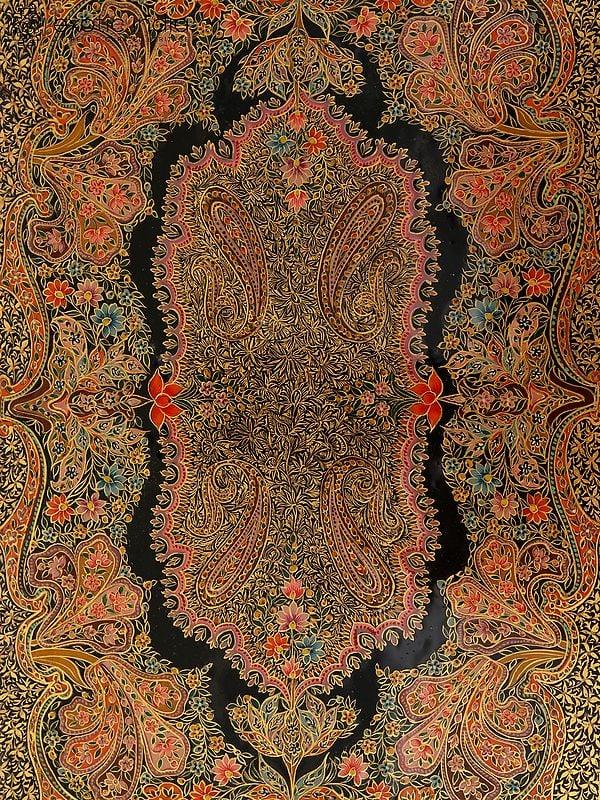 Exotic India Museum Quality Papier Mache Box With Carpet Design 