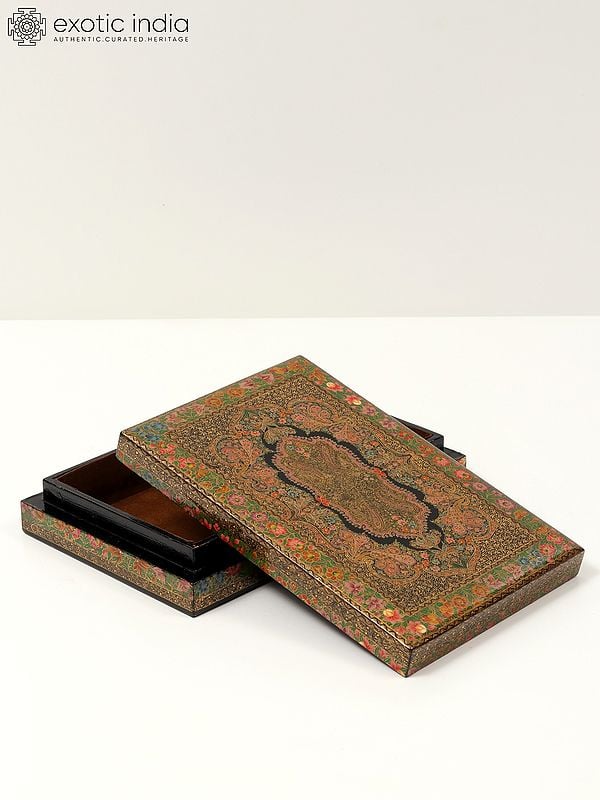 Exotic India Museum Quality Papier Mache Box With Carpet Design 