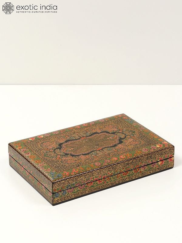 exotic india Museum Quality Papier Mache Box with Carpet Design 